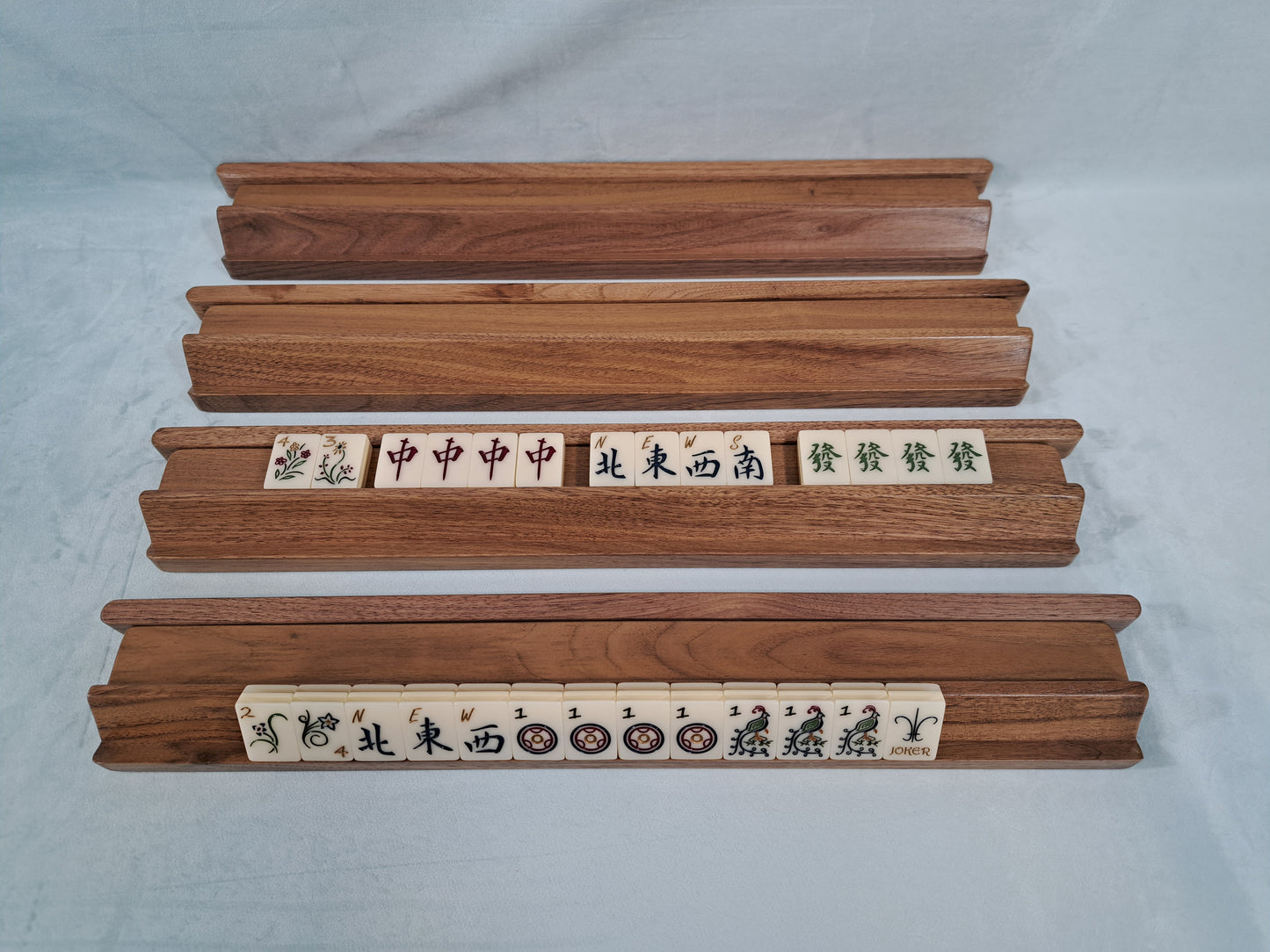Mah Jongg Racks - Set of 4 Just Racks, Solid Walnut
