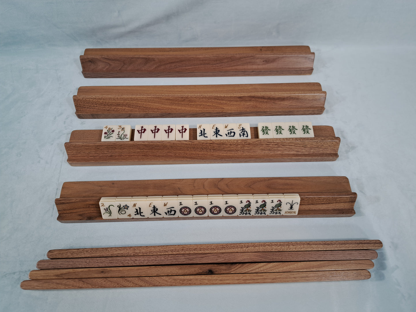 Mah Jongg Racks - Set of 4 Just Racks, Solid Walnut