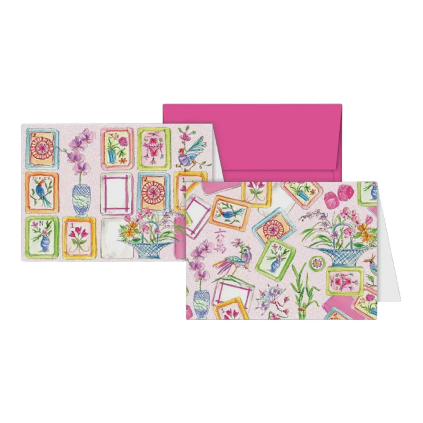 Roseanne Beck Mah Jongg Tiles, Flowers & Birds Petite Note Card Set