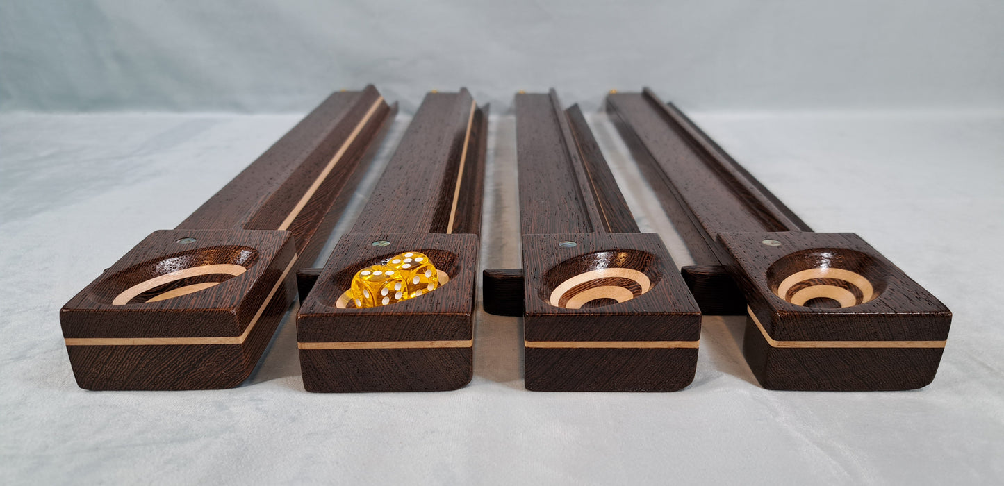 Mah Jongg Racks - Set of 4, YEN Edition, Wenge and Maple with Floating Integrated Pushers