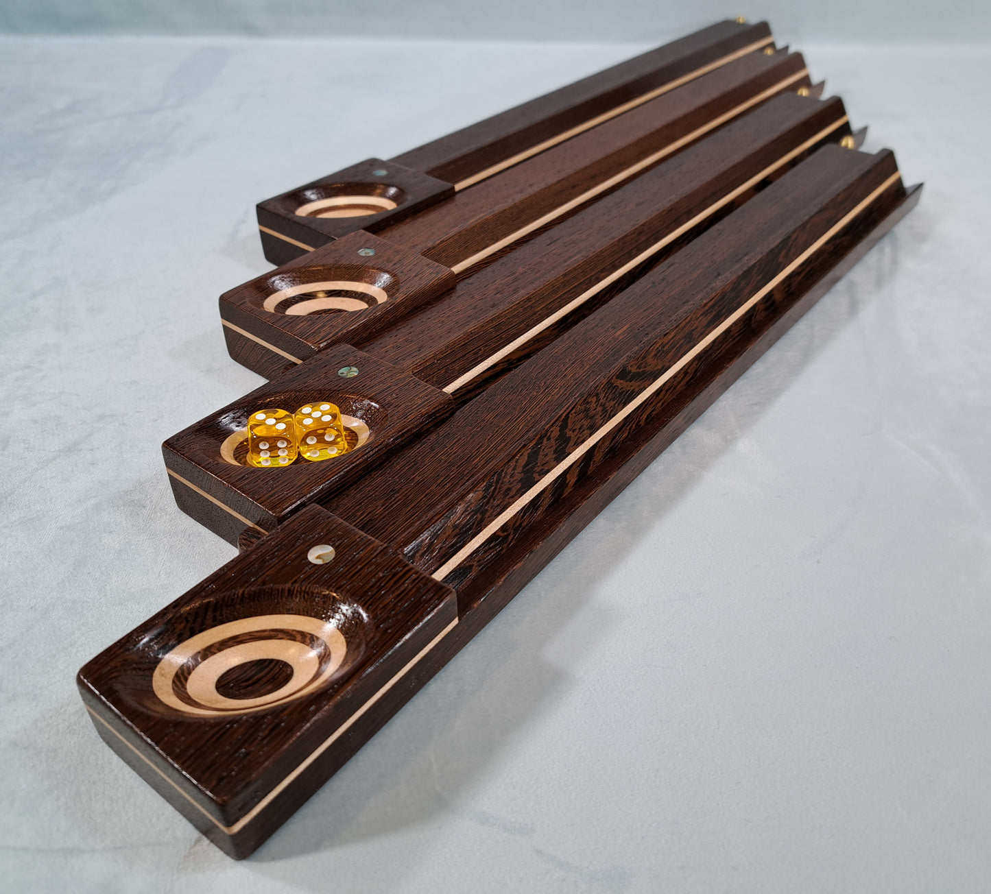 Mah Jongg Racks - Set of 4, YEN Edition, Wenge and Maple with Floating Integrated Pushers