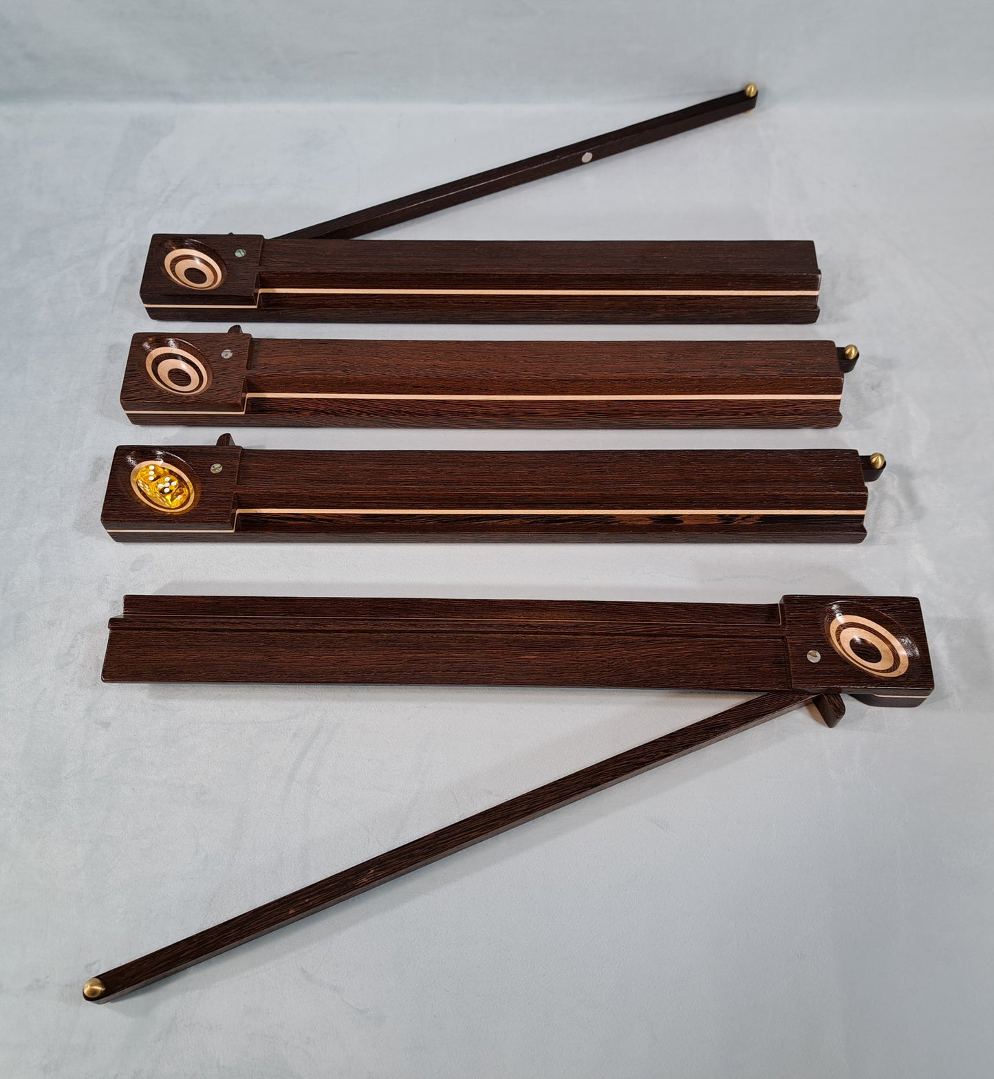 Mah Jongg Racks - Set of 4, YEN Edition, Wenge and Maple with Floating Integrated Pushers