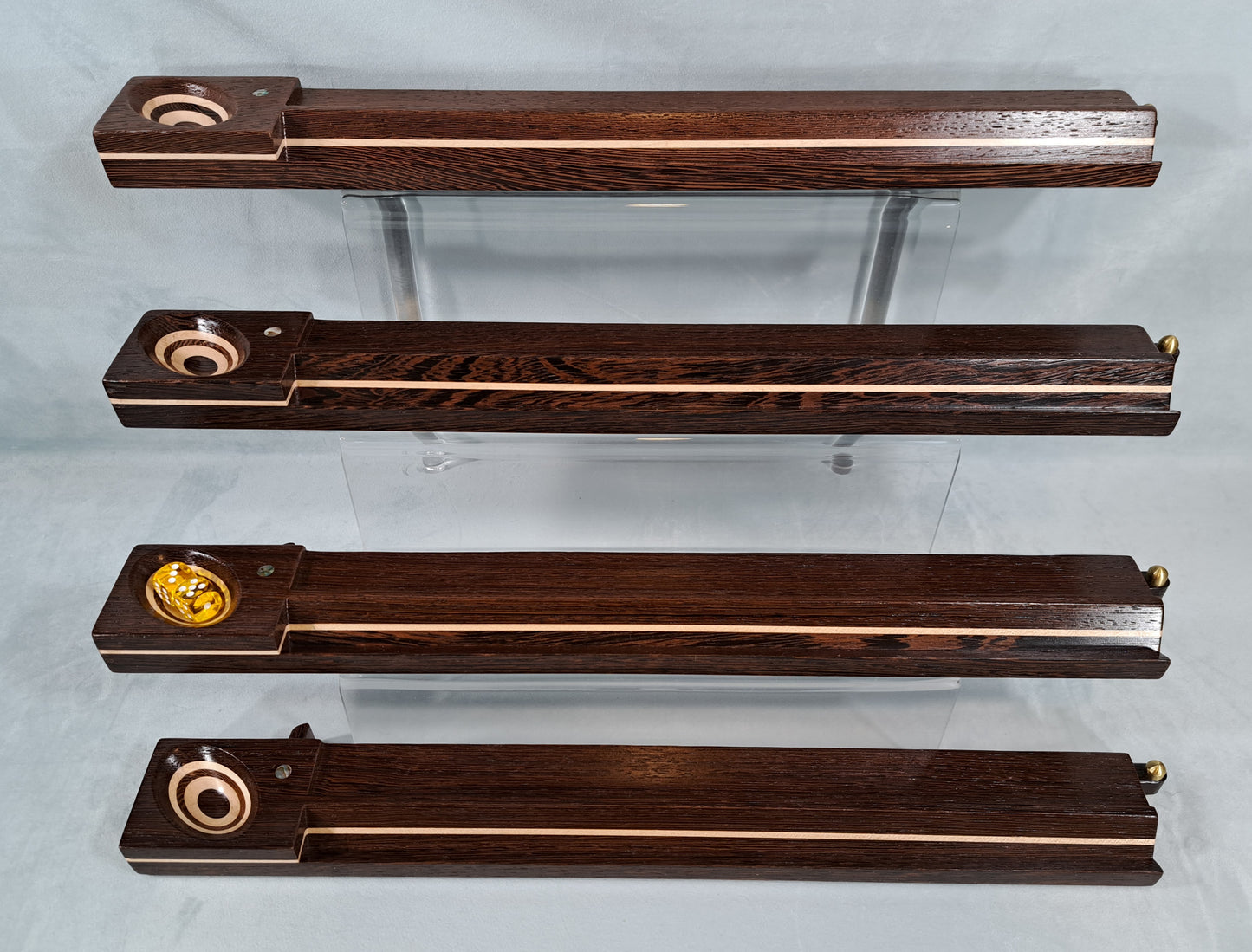 Mah Jongg Racks - Set of 4, YEN Edition, Wenge and Maple with Floating Integrated Pushers