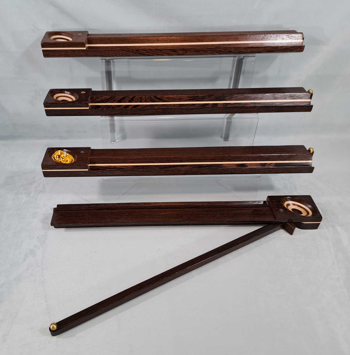 Mah Jongg Racks - Set of 4, YEN Edition, Wenge and Maple with Floating Integrated Pushers