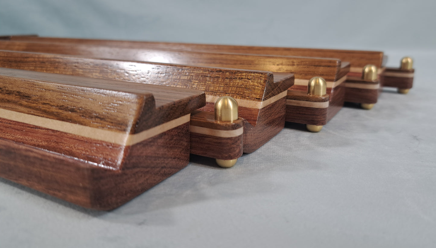 Mah Jongg Racks - Ashland Edition, Jatoba, Maple and Bubinga with Floating Integrated Pushers