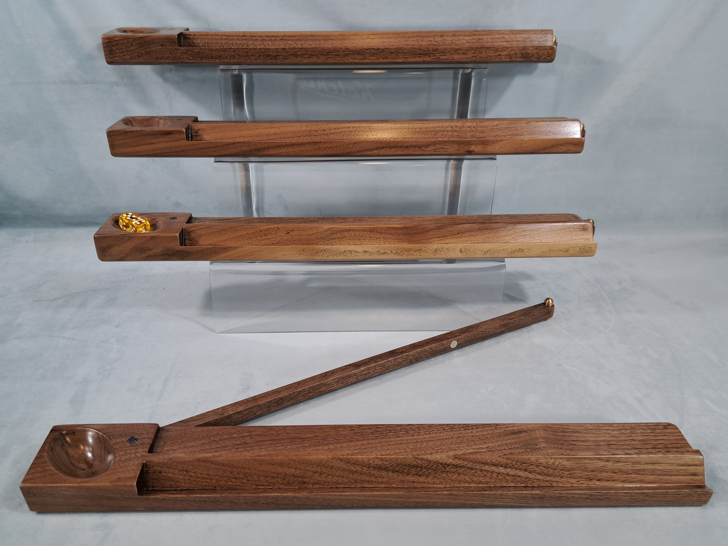 Mah Jongg Racks - Set of 4, YEN Edition, Walnut with Floating Integrated Pushers