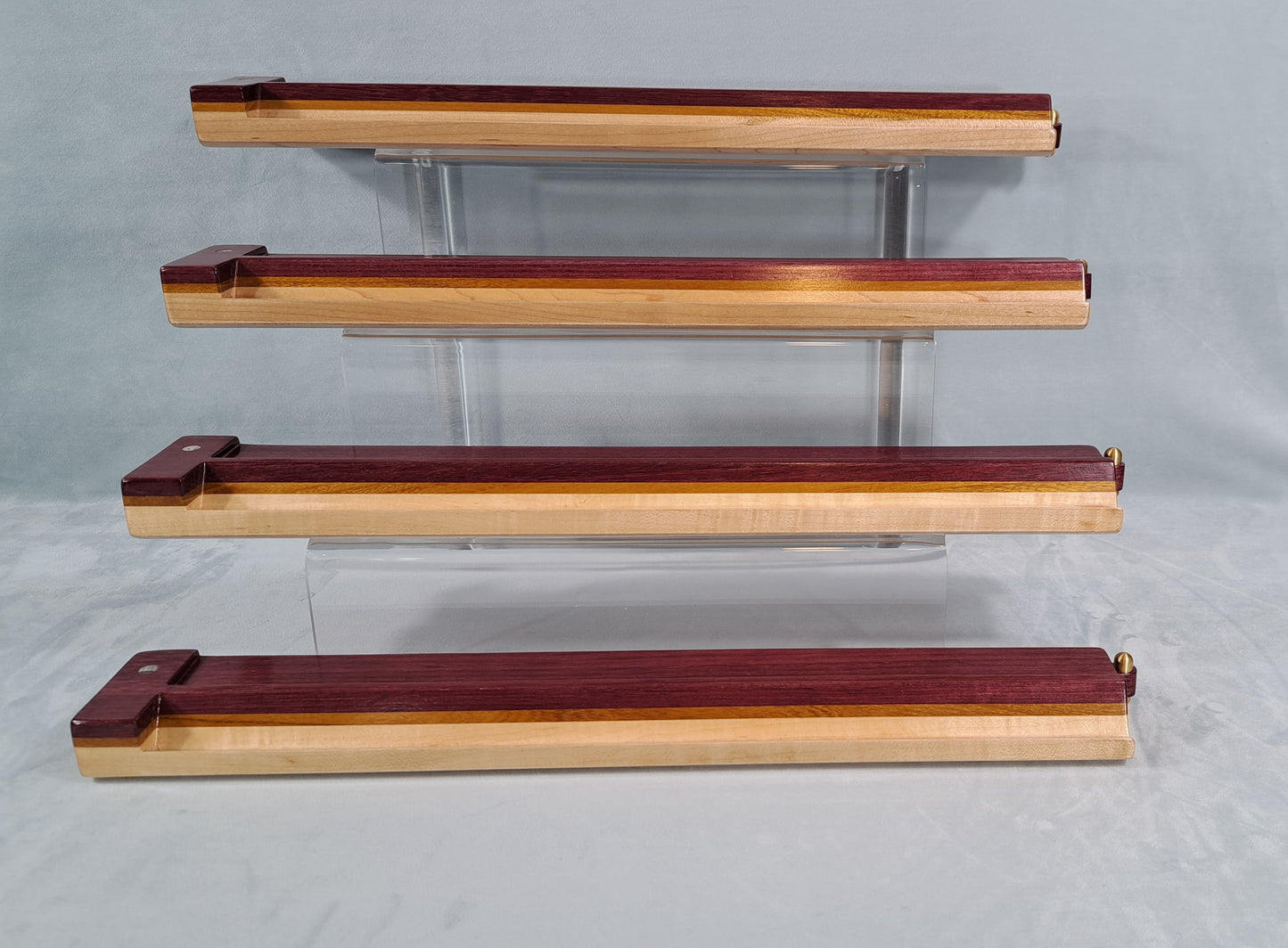 Mah Jongg Racks - Ashland Edition, Purpleheart, Canarywood and Maple with Floating Integrated Pushers