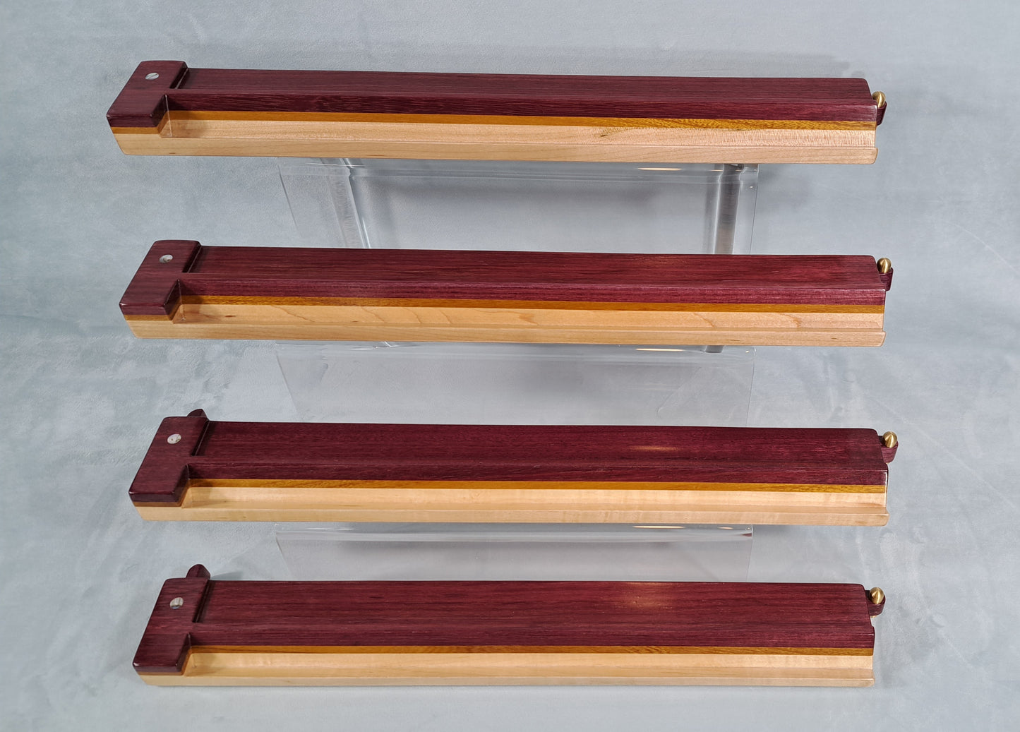 Mah Jongg Racks - Ashland Edition, Purpleheart, Canarywood and Maple with Floating Integrated Pushers