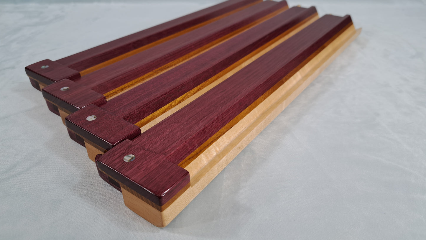 Mah Jongg Racks - Ashland Edition, Purpleheart, Canarywood and Maple with Floating Integrated Pushers