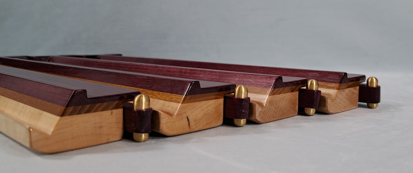 Mah Jongg Racks - Ashland Edition, Purpleheart, Canarywood and Maple with Floating Integrated Pushers