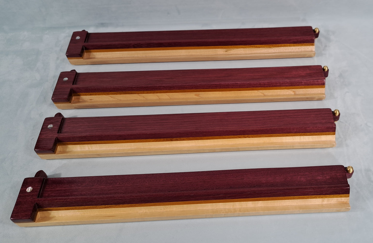 Mah Jongg Racks - Ashland Edition, Purpleheart, Canarywood and Maple with Floating Integrated Pushers