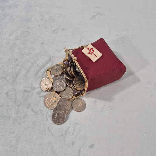 Mah Jongg “Mahj Money” Leather Coin Purse with 2-Sided Tile Charm